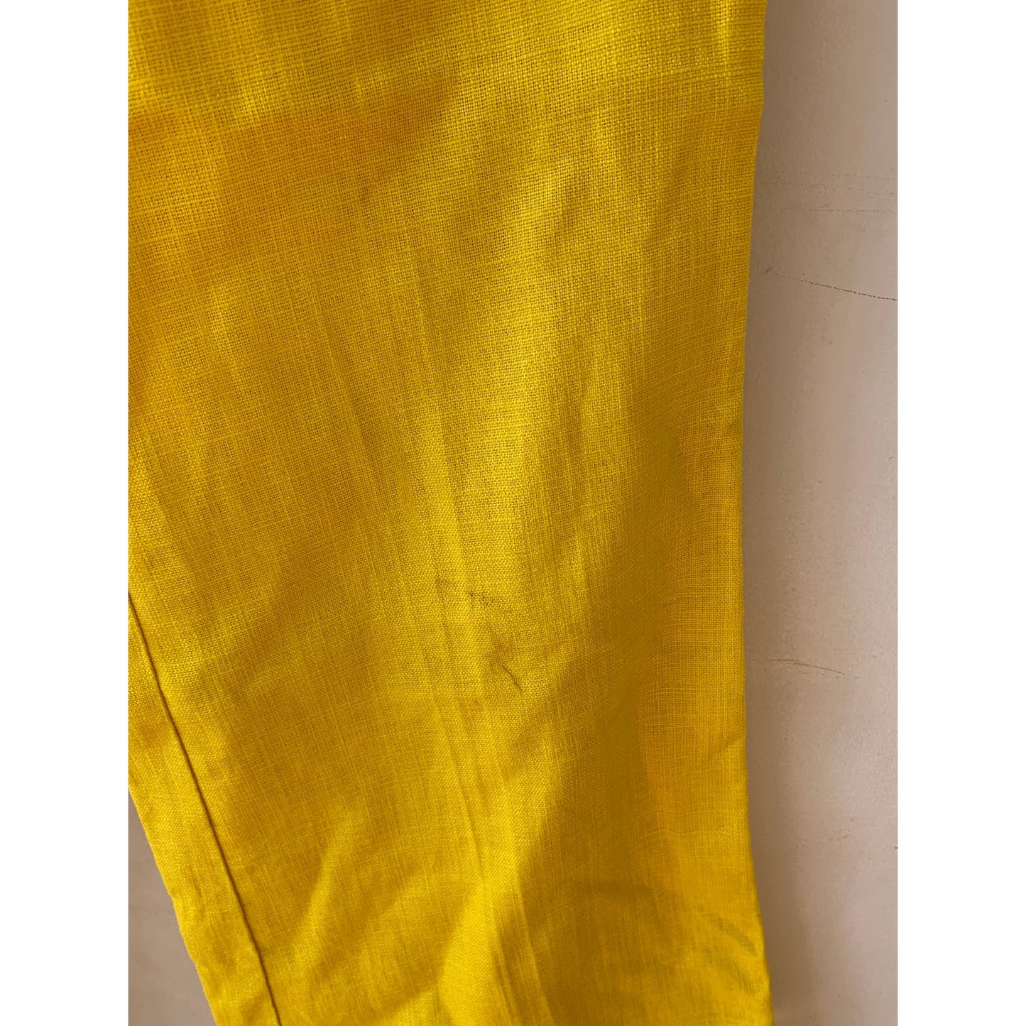 Cartonnier Anthropologie Linen Blend Wide Leg High Rise Yellow Trouser Pants 14