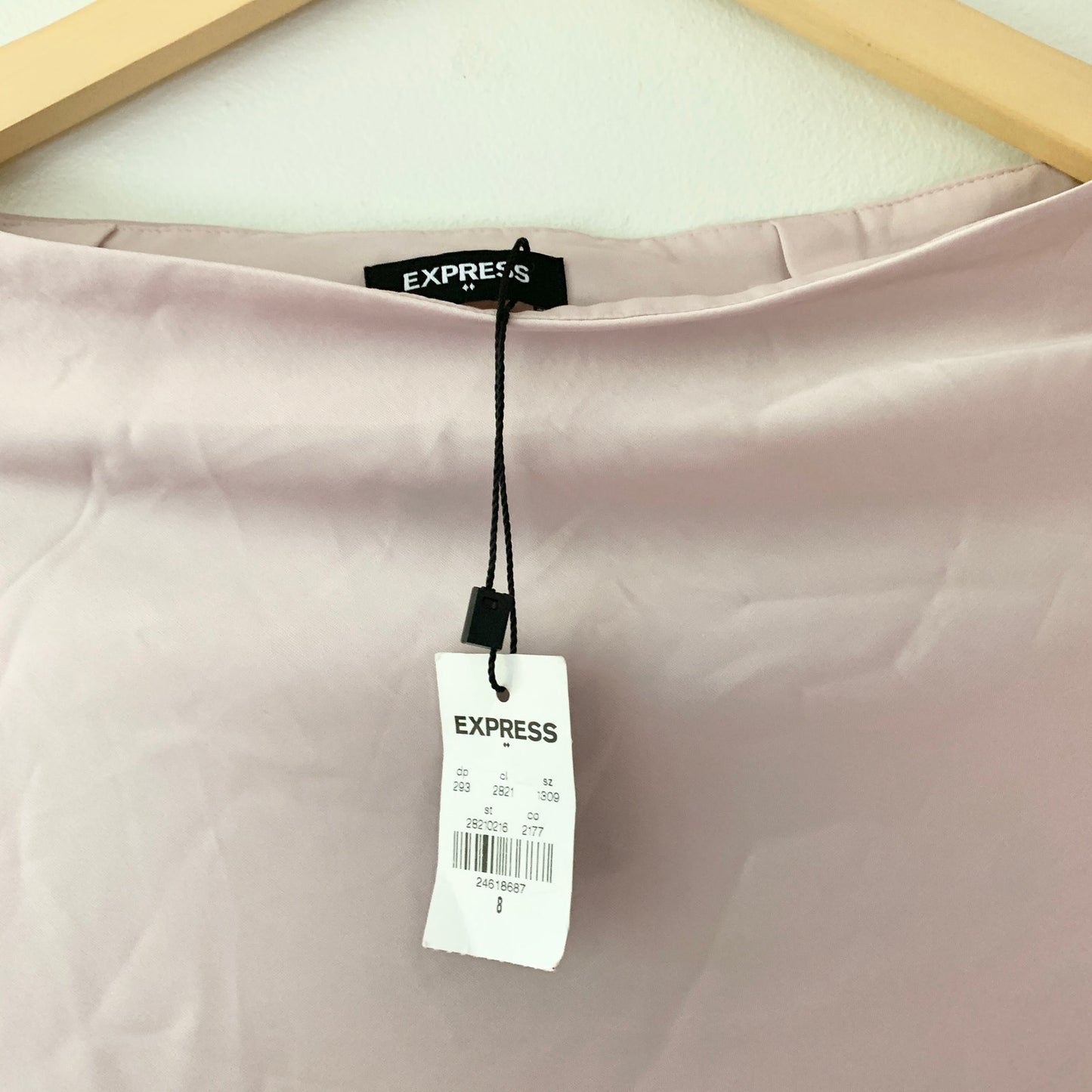 EXPRESS High Rise Washable Faux Silk Satin Midi Pink Skirt New Size 8