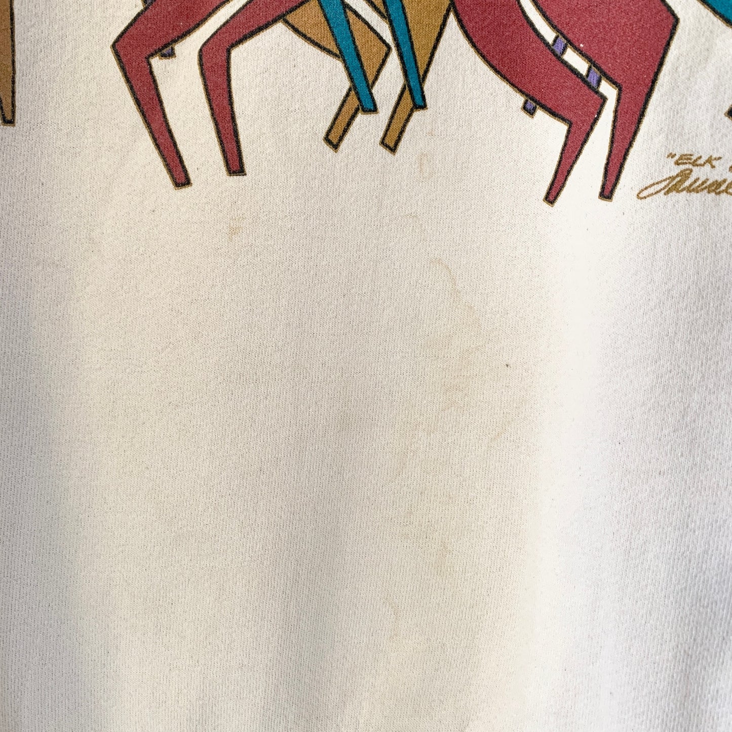Laurel Burch Vintage 90s Elk Canyon Mares Sweatshirt Cream Medium