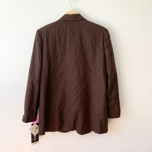 SAG HARBOR Vintage Chocolate Brown Wool Relaxed Boxy Blazer Size 8 Petite