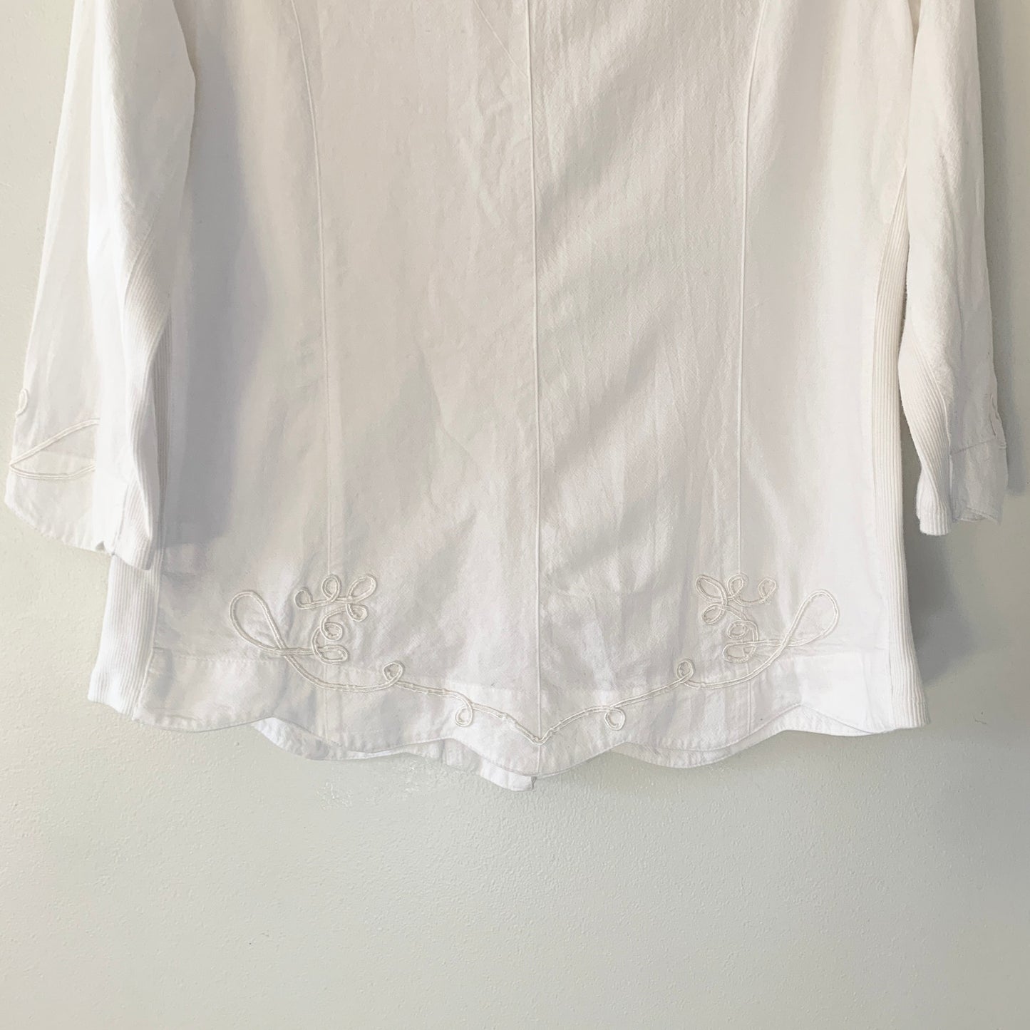 Soft Surroundings White Embroidered Boho Blouse Shirt Cotton Top Medium