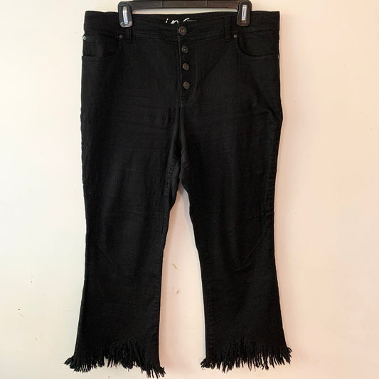 INC International Concepts Black Frayed Hem Cropped Button Fly Jeans 10