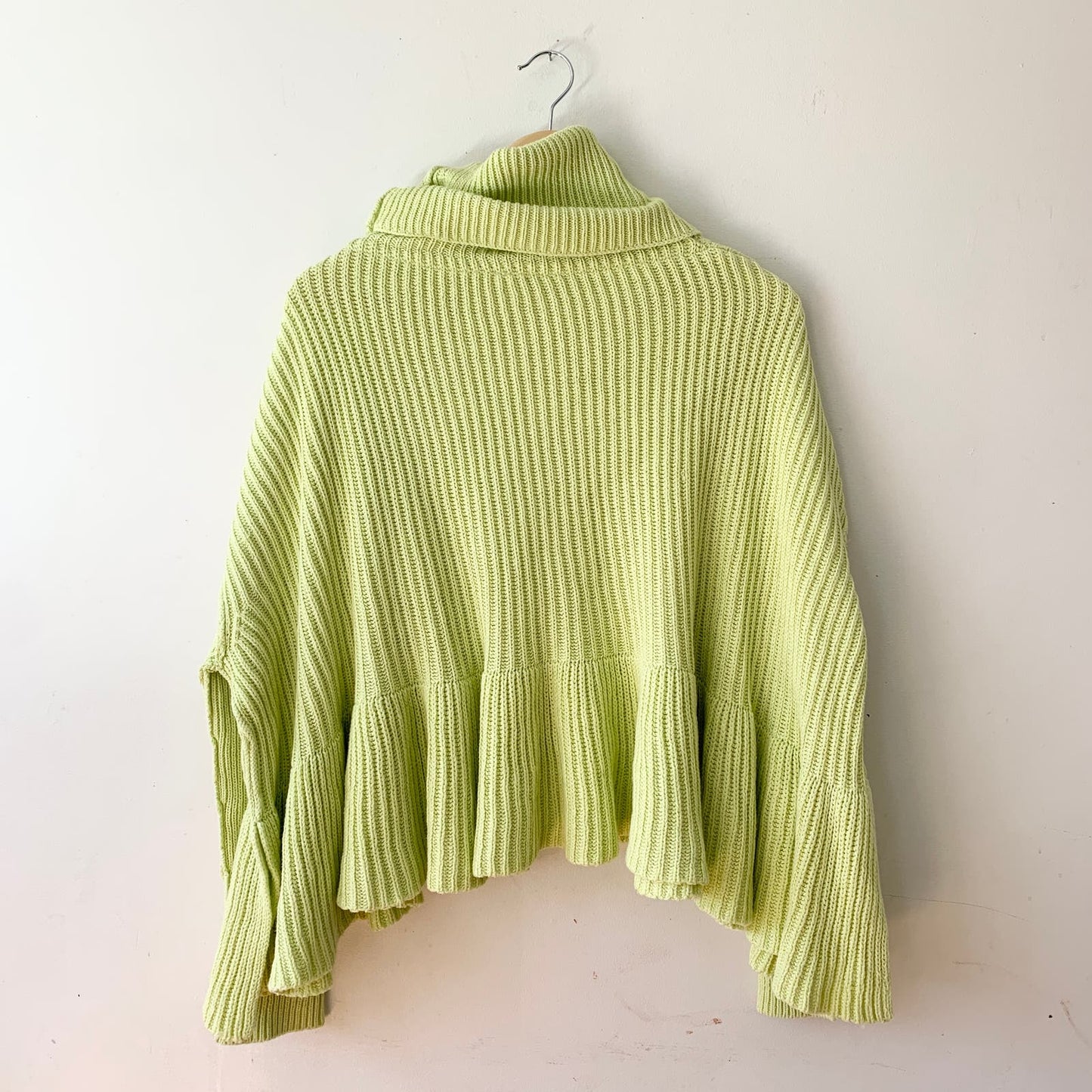 FREE PEOPLE Layer Cake Lime Green Turtleneck Flowy Sweater Small