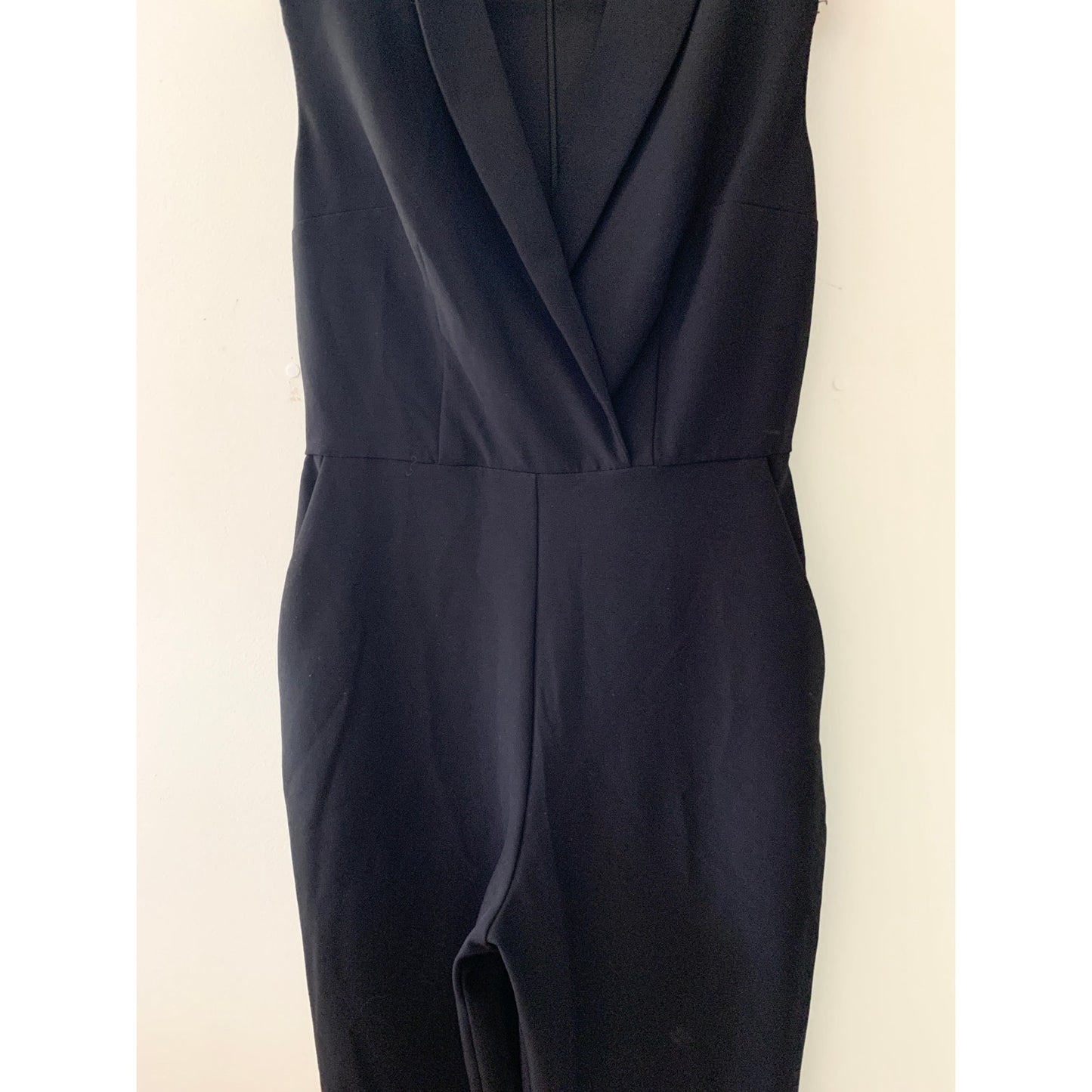 Express Black Cocktail Work Collared V Neck Wide Leg Sleevless Jumpsuit Small