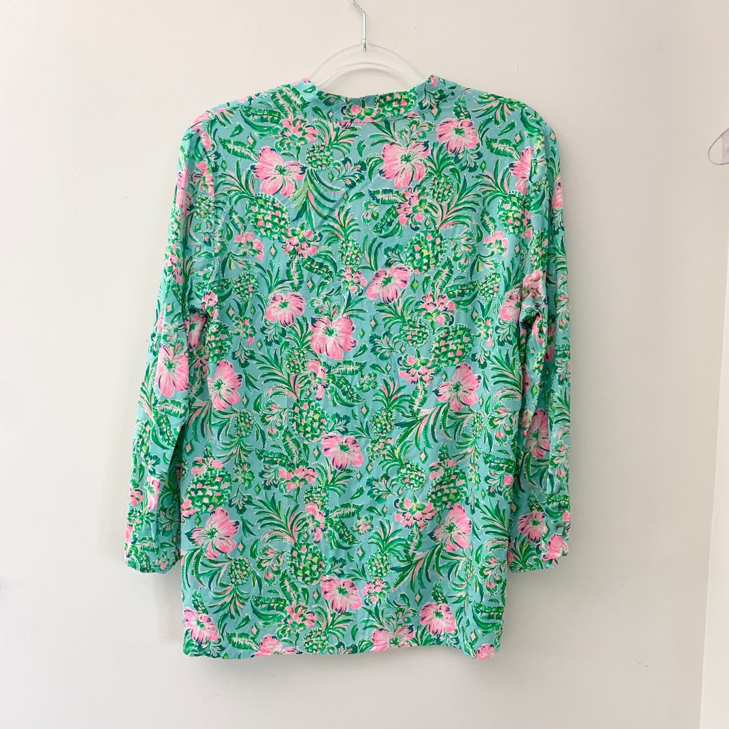 Lilly Pulitzer Luna Bay Tunic Top Shirt Green pink Medium