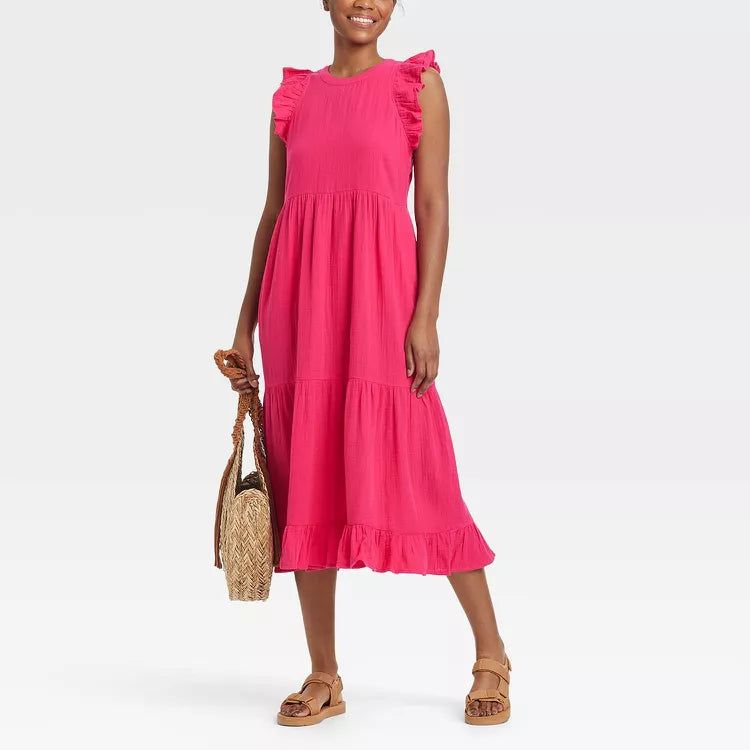 Women's Plus Size Tiered Tank Dress - Universal Thread Pink 3X