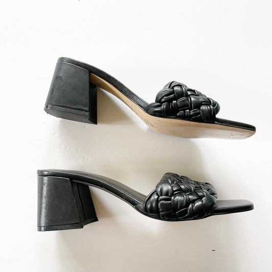 Marc Fisher Nahea Slide Black Braided Sandal Shoes Heels Size 8