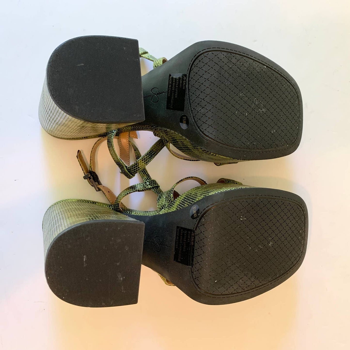 Jessica Simpson Salih Platform Animal Print Green Sandal 9.5