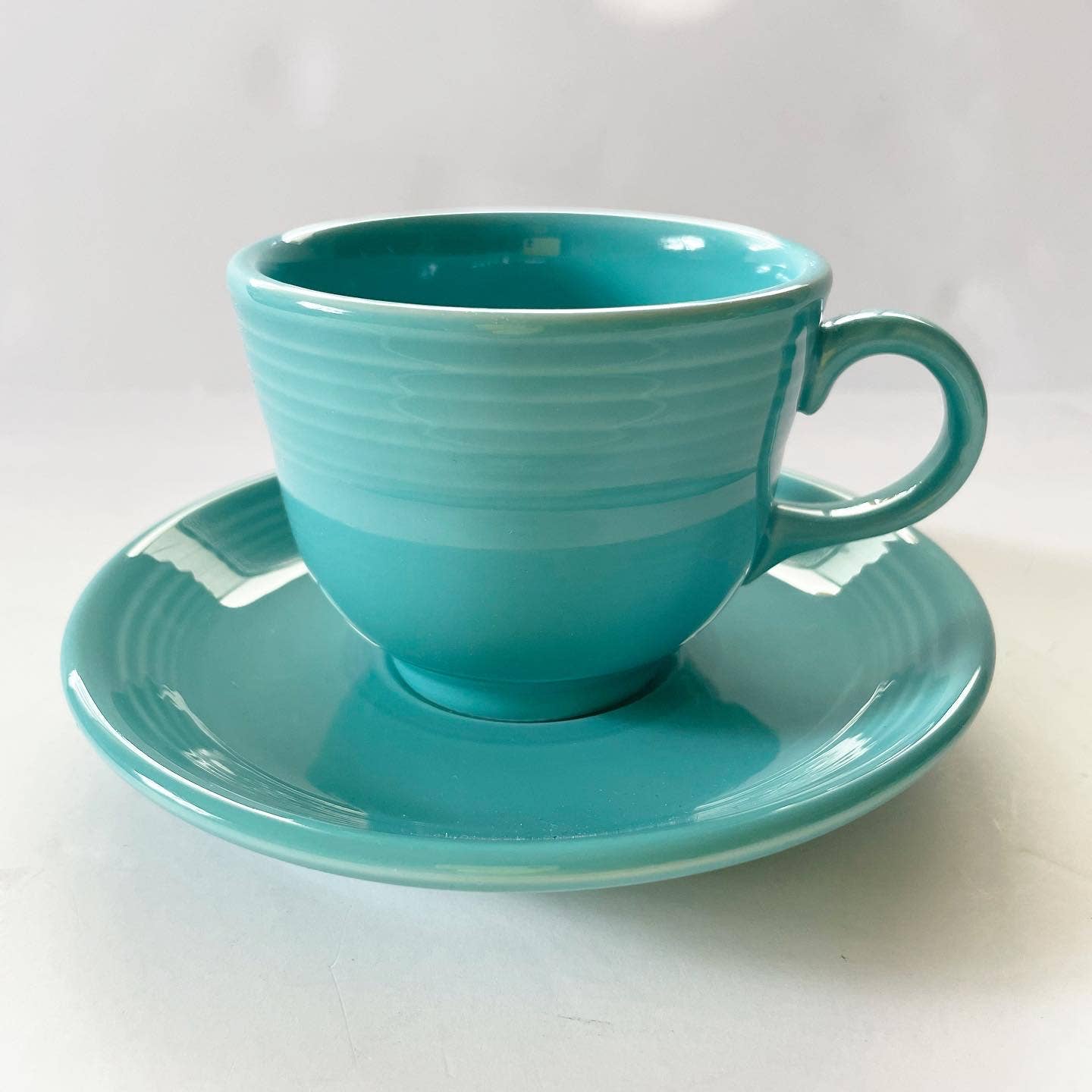 Fiesta Ware Blue Teal Fiestware Homer Tea Cup and Saucer Set