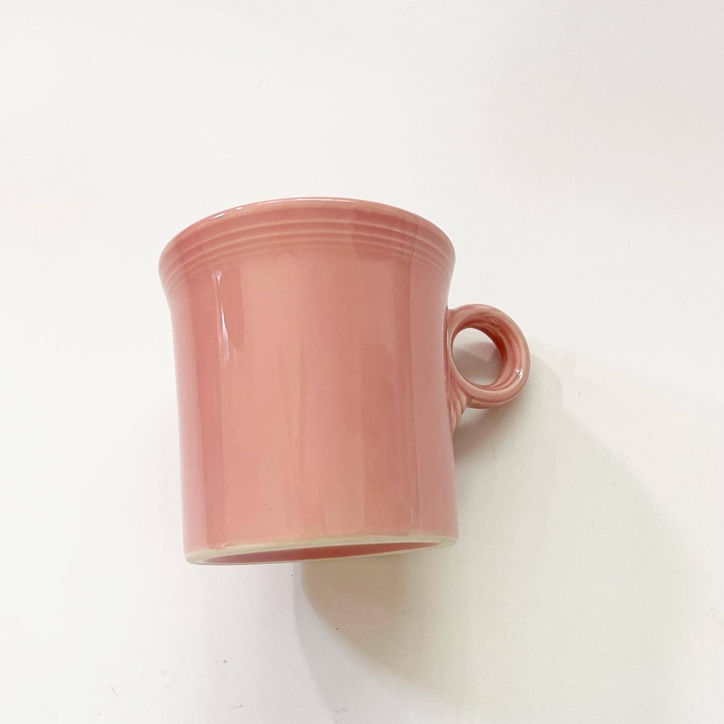 Fiesta Ware Pink Ring Rose Handle Coffee Mug