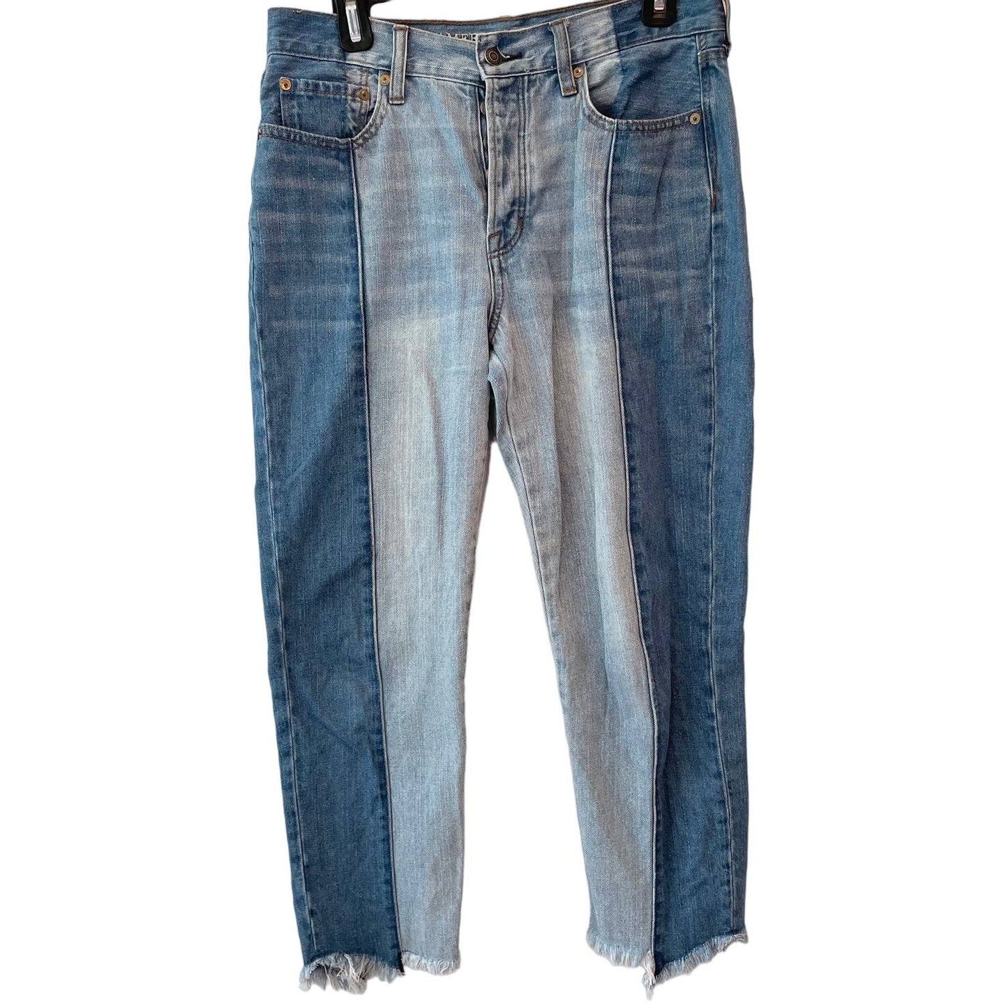 American Eagle Two Toned Ankle Straight Leg Cotton Button Fly Jeans