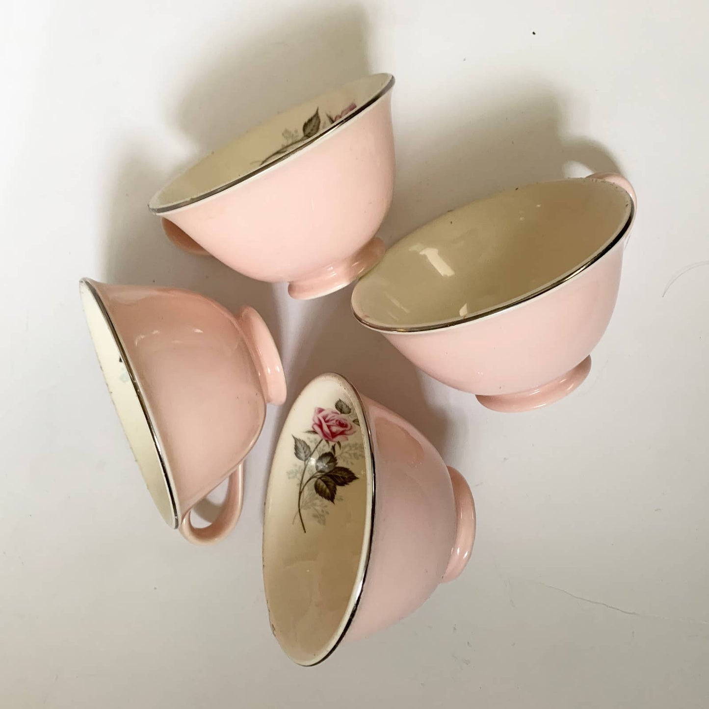Vintage Rose Pink Teacups Set of 4
