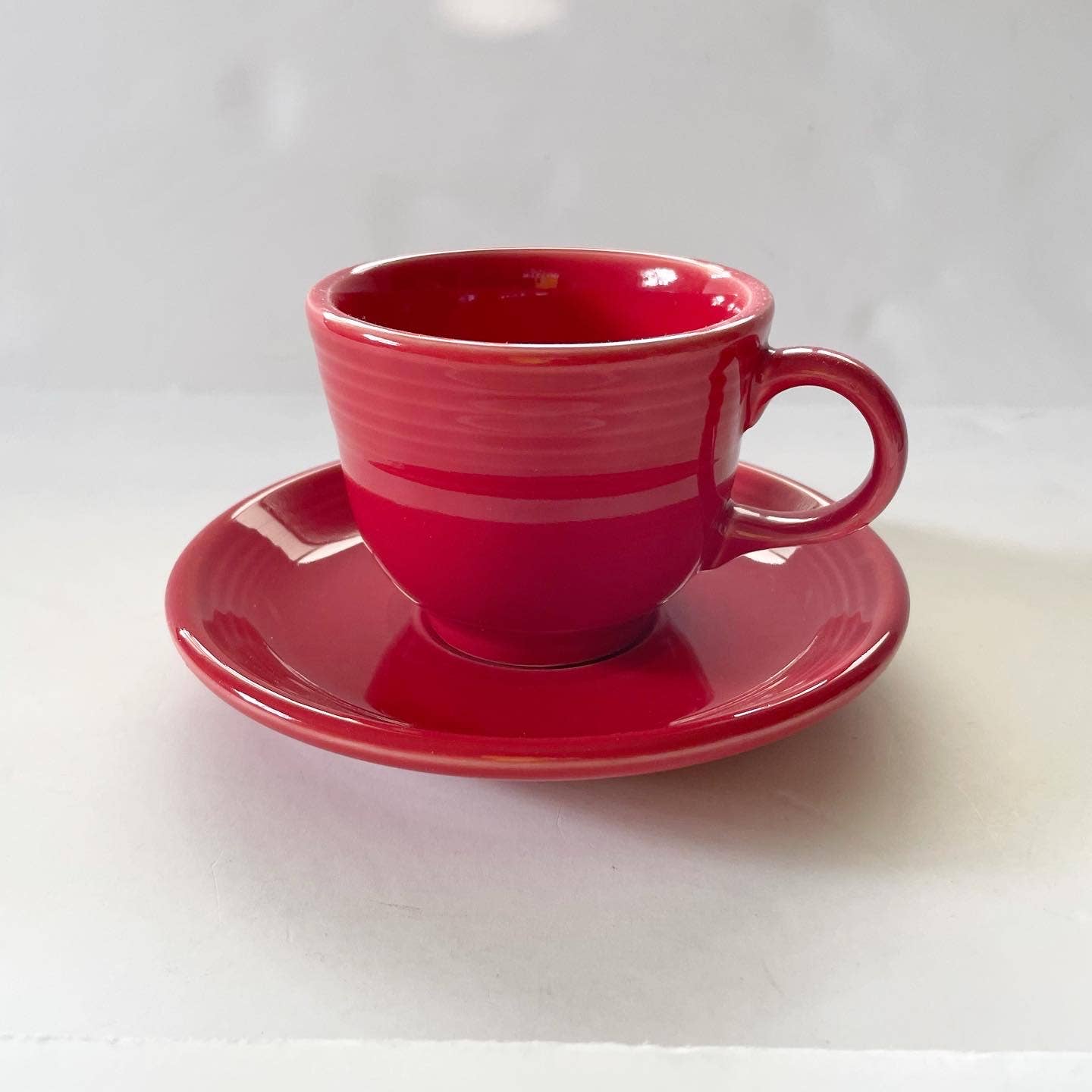 Fiesta Ware Red Fiestware Homer Tea Cup and Saucer Set