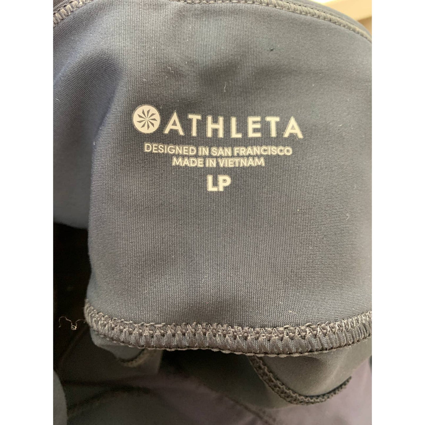 Athleta S/ 84445 Black Zipper Pocket Navy Crop Ankle Leggings Large Petite