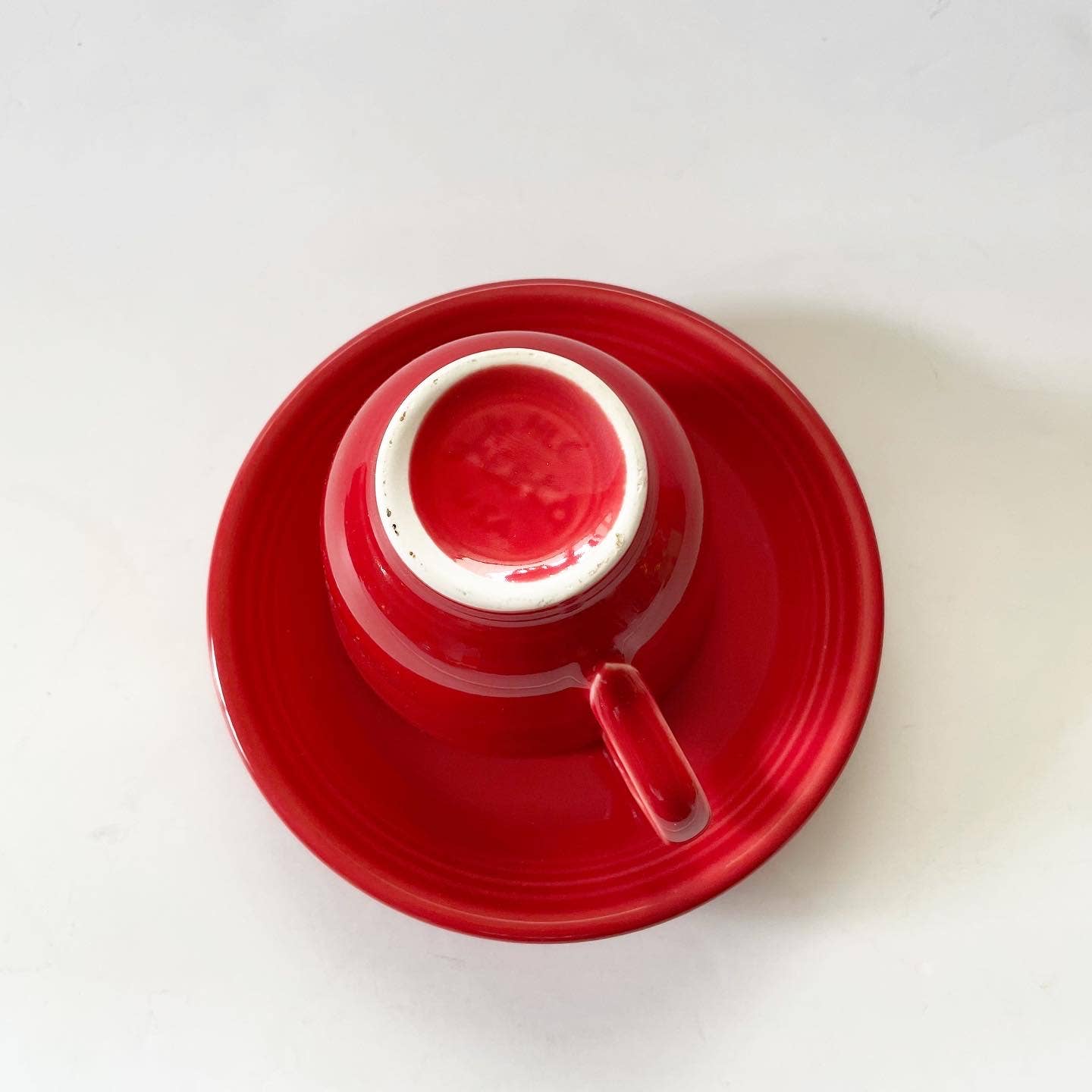 Fiesta Ware Red Fiestware Homer Tea Cup and Saucer Set