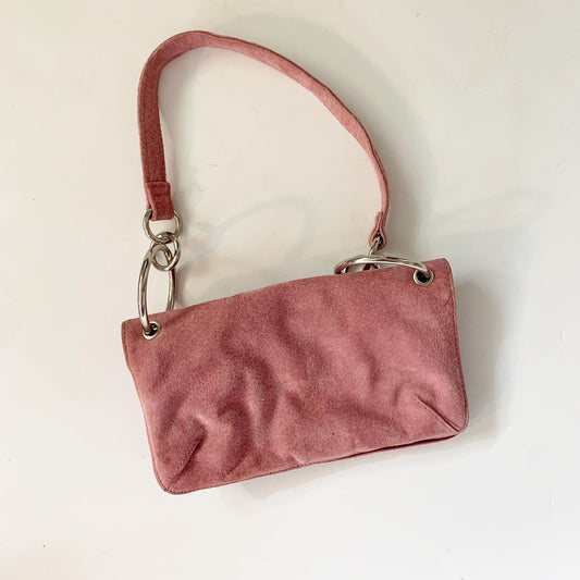 Wilsons Leather Pink Suede Shoulder Bag Y2k