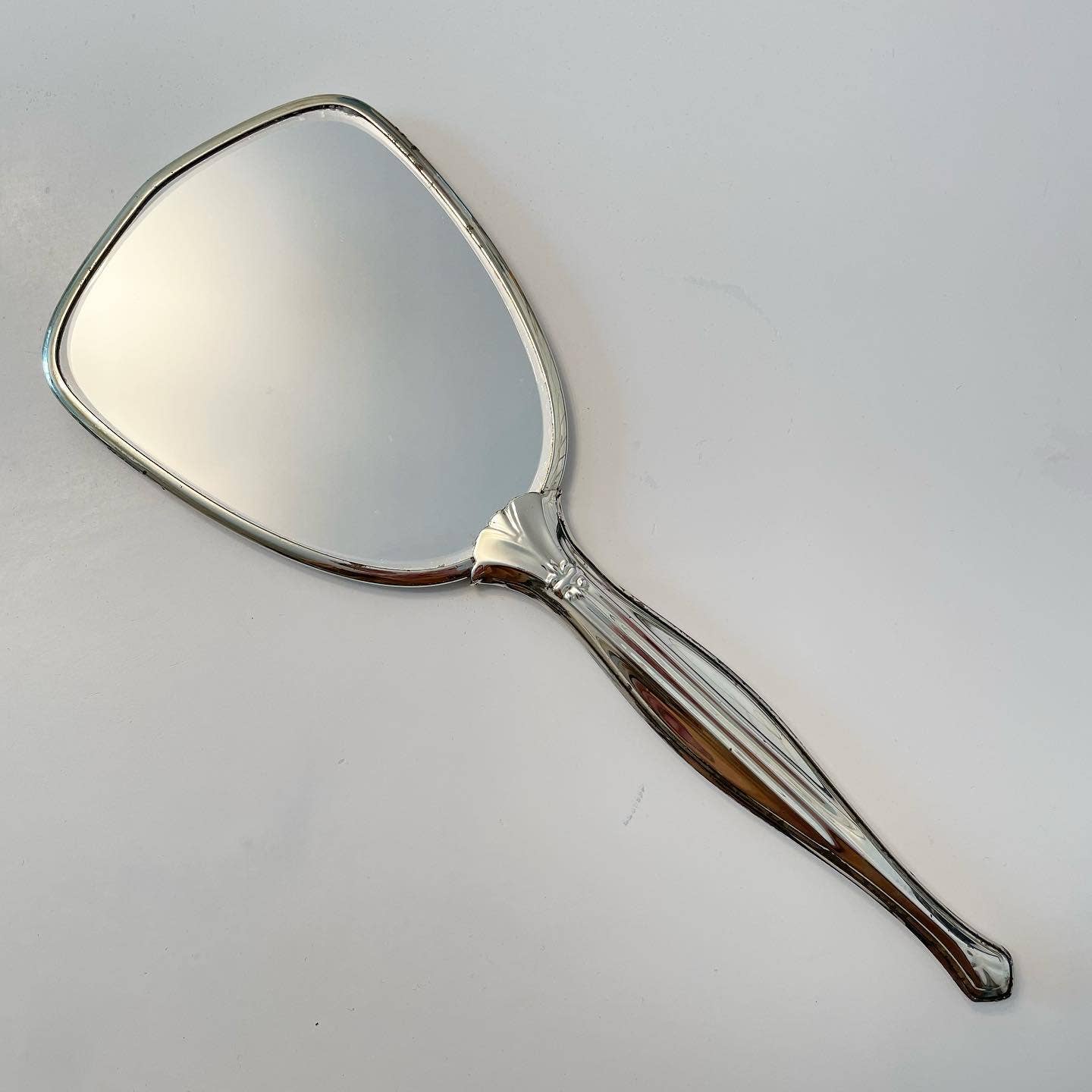 Vintage Blue Silver Hand Mirror