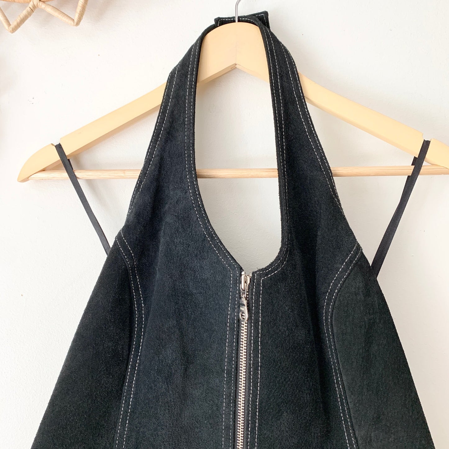 Wilson's Leather Maxima Suede Halter Top Y2K Black Zipper XL