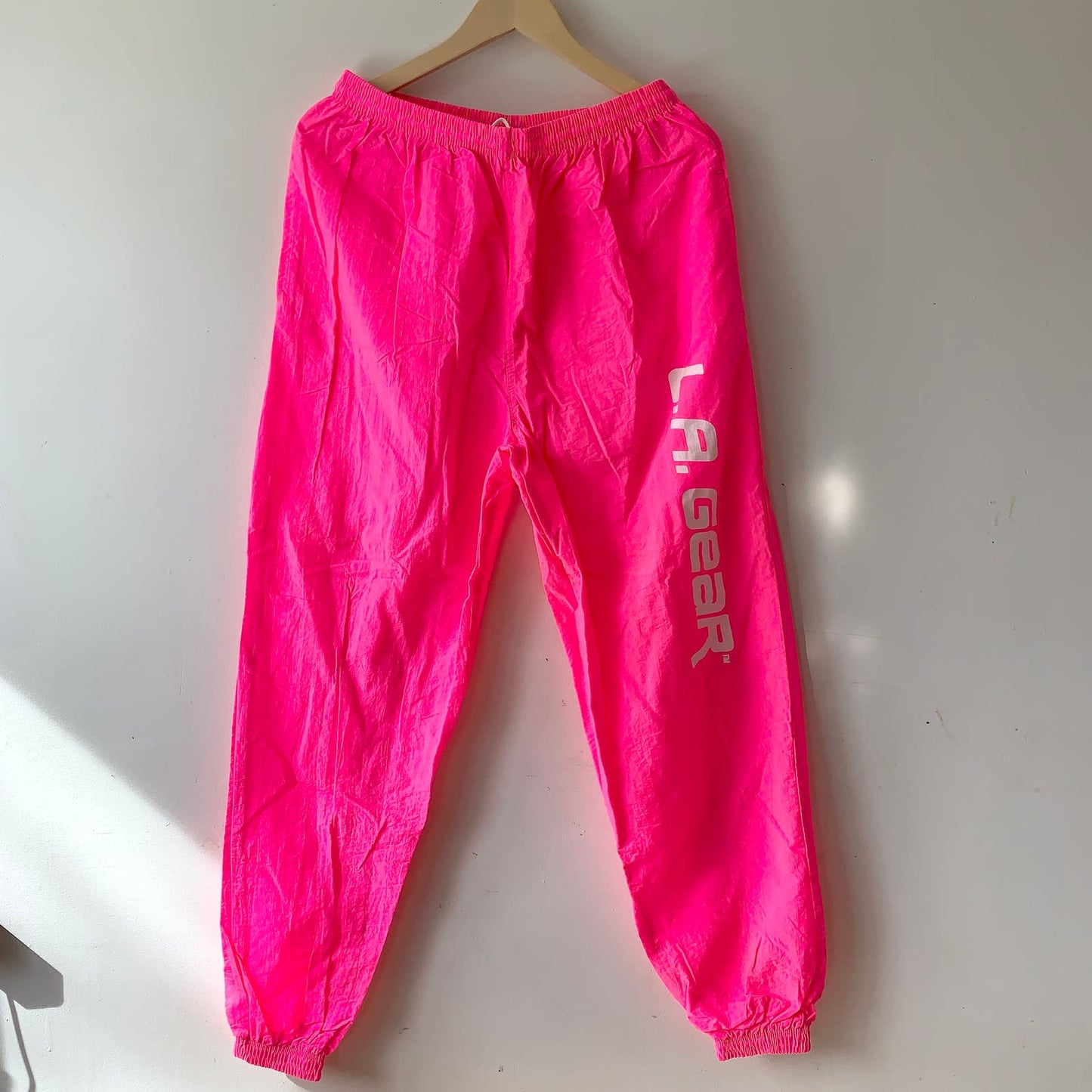 LA GEAR Vintage 80s 90s Neon Fuchsia Pink Windbreaker Pants Large
