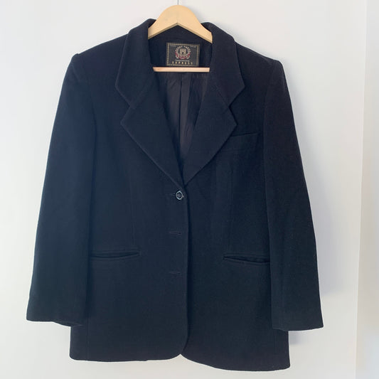 Express Vintage Wool Cashmere Black Relaxed Blazer Medium