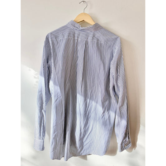 RALPH LAUREN Men's White Blue Stripe Button Down Up Collared Business Shirt XL