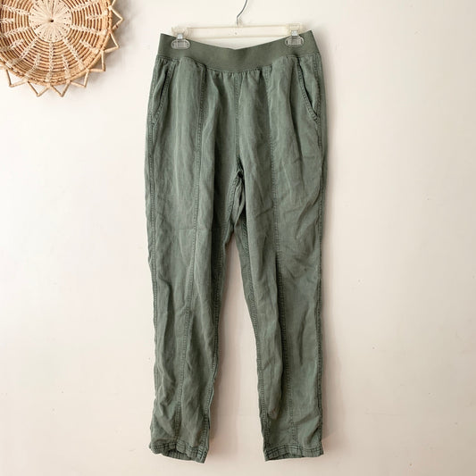 Faherty Arlie Linen Blend Tapered Utility Stretch Ankle Pants Thyme Green M