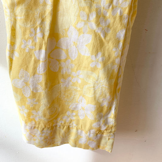 LILLY PULITZER Palm Beach Fit Linen Yellow Floral Wide Leg Pants 6