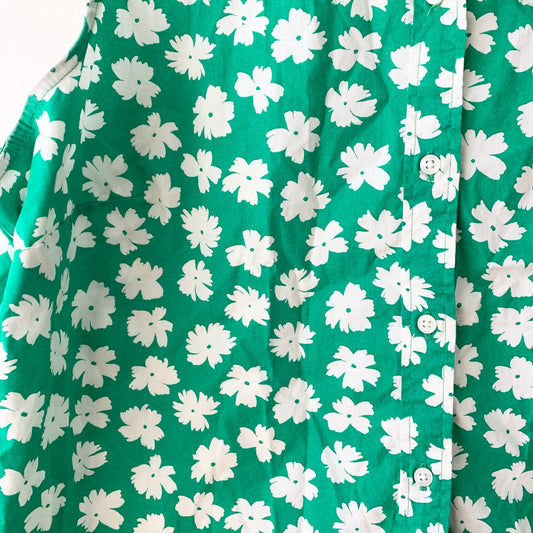 J.CREW Reimagined Green Floral Collared Button Down Sleeveless Poplin Shirt XXL