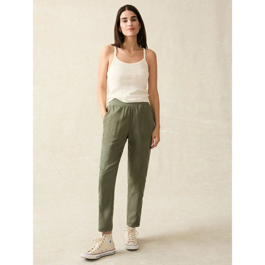 Faherty Arlie Linen Blend Tapered Utility Stretch Ankle Pants Thyme Green M