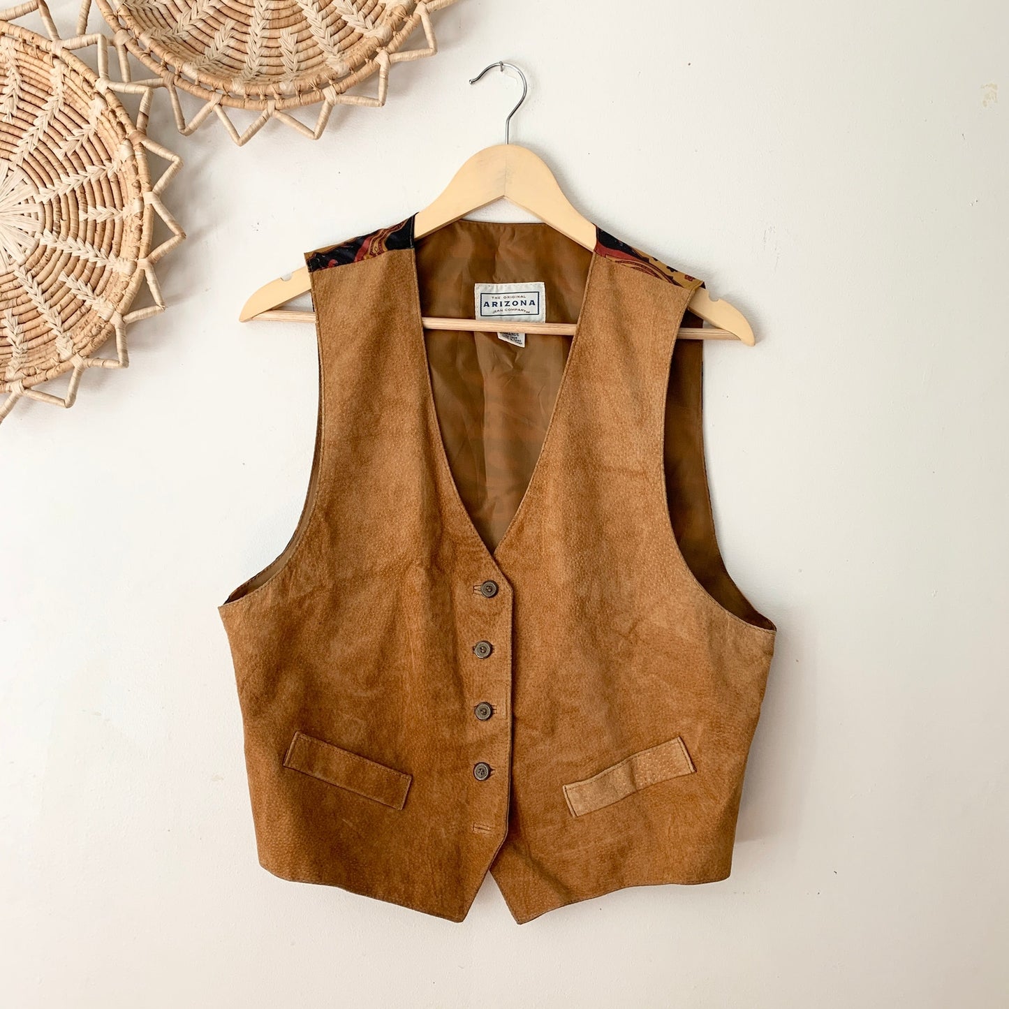 Arizona Jean Company Vintage Suede Tan Vest Large