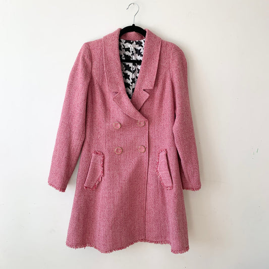 CABI Madison Avenue Pink Tweed Double Breasted Swing Jacket 6