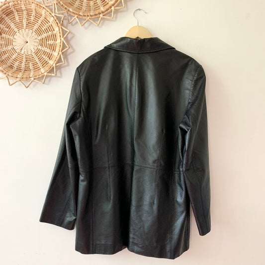WORTHINGTON Vintage Y2K Black Waist Length Leather Jacket XL