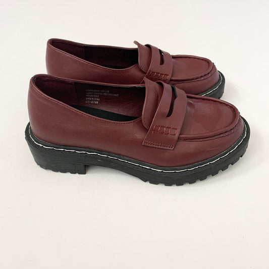 Torrid Lug Sole Burgundy Maroon Loafer 7 WW Wide Faux Leather Slip On Shoes