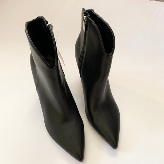 NINE WEST Ghost Black Pointed Toe Ankle Boot Bootie Block Shoes Heel 9
