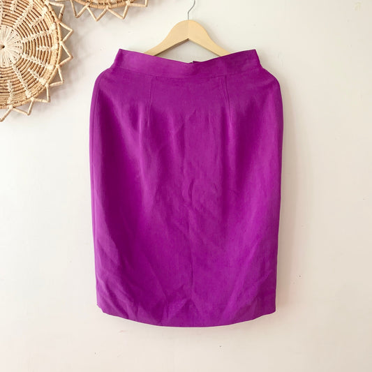 DANA BUCHMAN Vintage Purple Silk Pencil Skirt 10