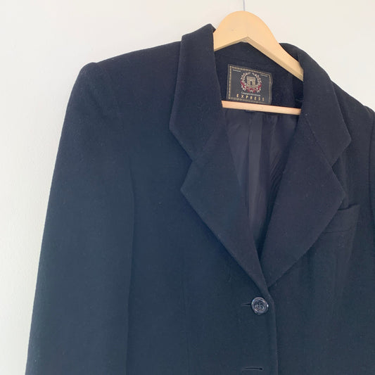 Express Vintage Wool Cashmere Black Relaxed Blazer Medium