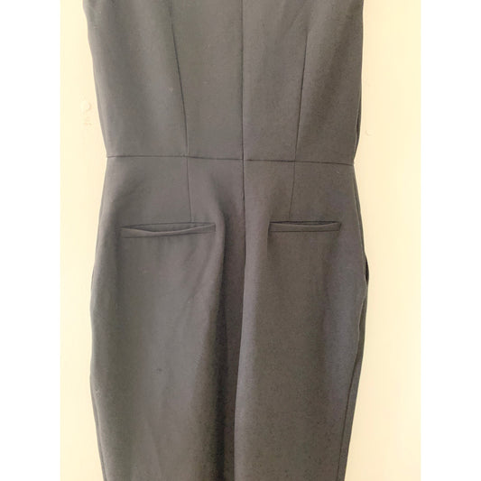 Express Black Cocktail Work Collared V Neck Wide Leg Sleevless Jumpsuit Small