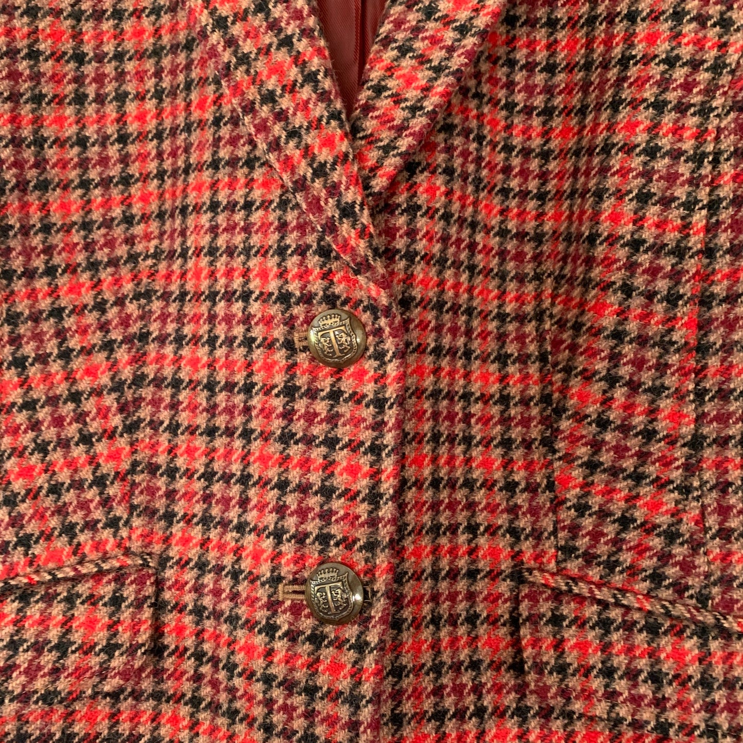 Talbots Shetland Aberdeen Plaid Wool Brown Red Blazer Size 6 Petite