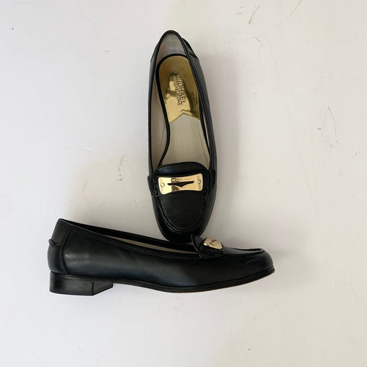 Michael Kors Tierlyn Leather Black Gold Loafer Size 9M 11401