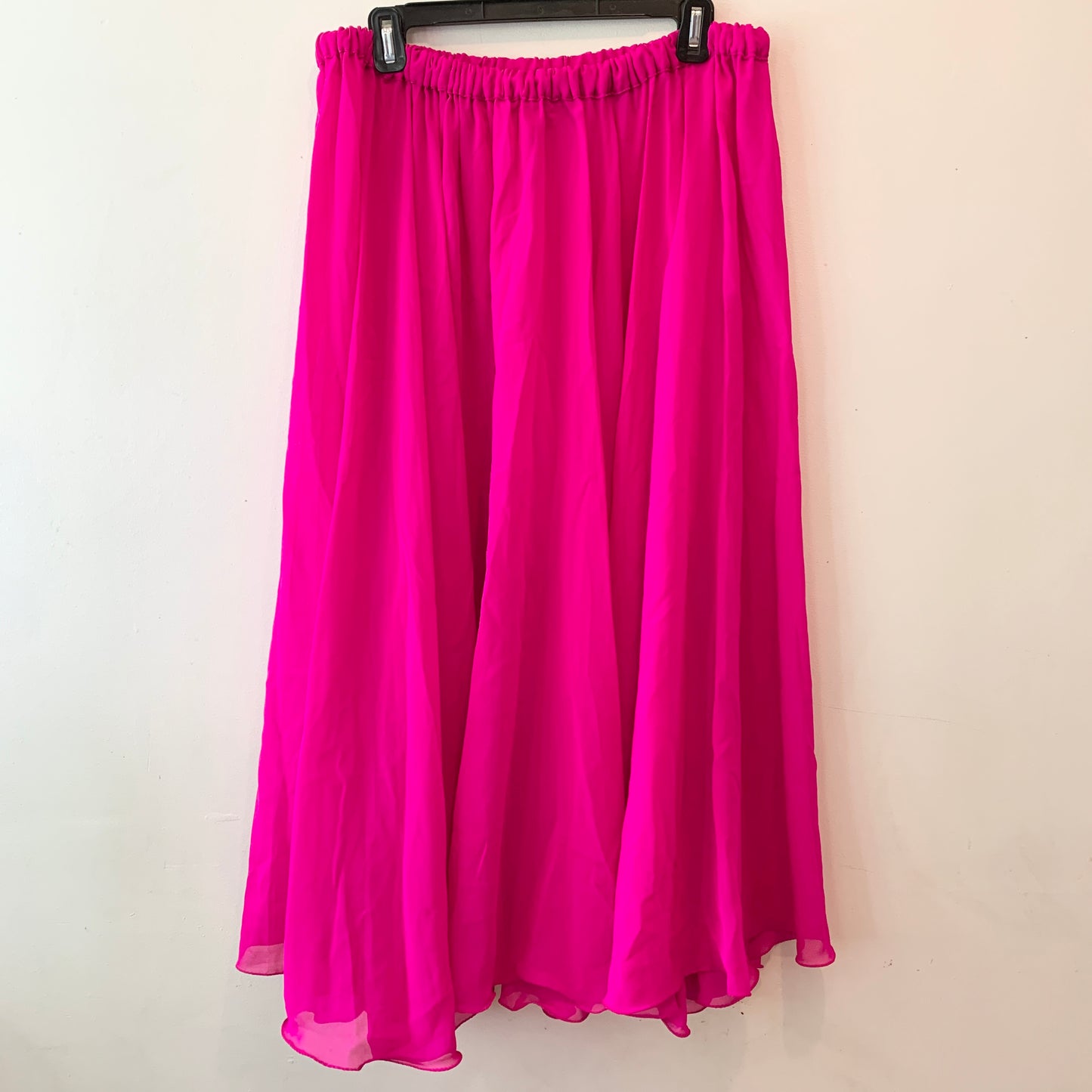 Hot Pink Fuchsia Sheer Elastic Waist Pull On Maxi Skirt Medium