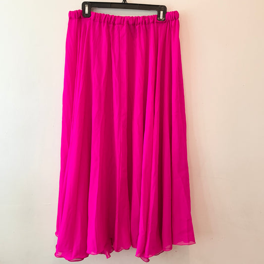 Hot Pink Fuchsia Sheer Elastic Waist Pull On Maxi Skirt Medium