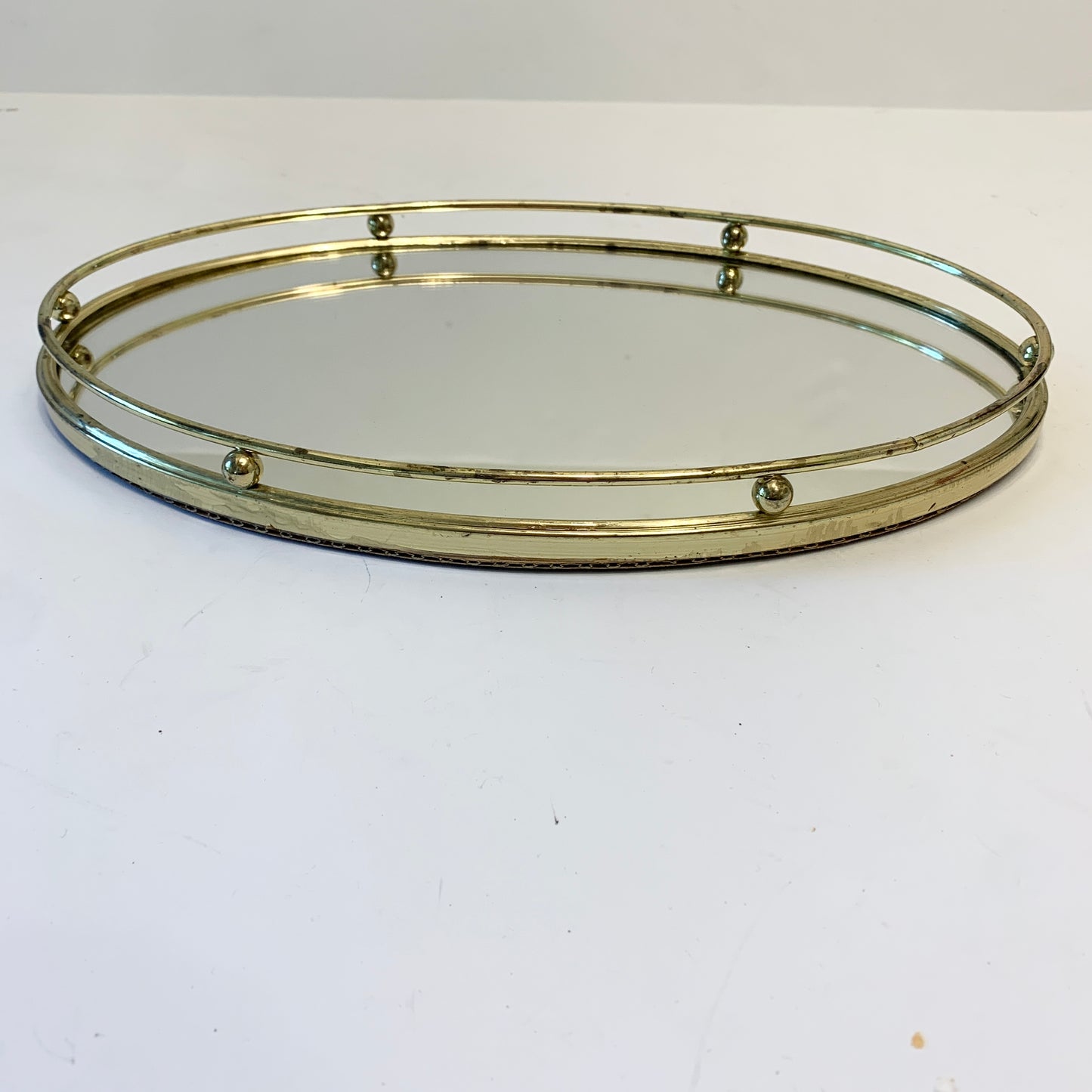 Vintage Gold Oval Mirrored Tray