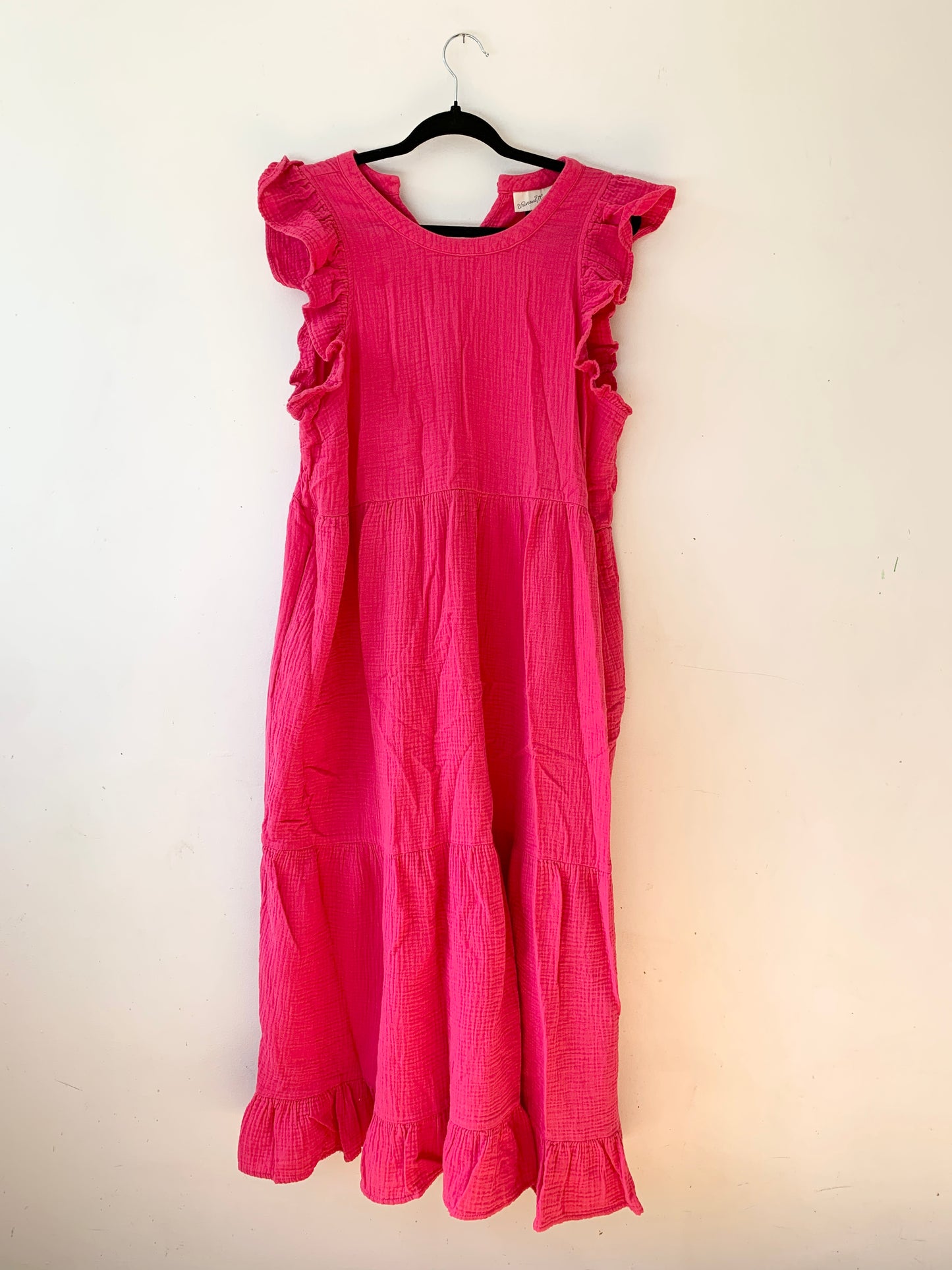 UNIVERSAL THREAD Flutter Sleeveless Tiered Hot Pink Cotton Dress XXL