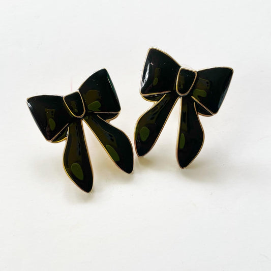 Vintage Black Bow Earrings