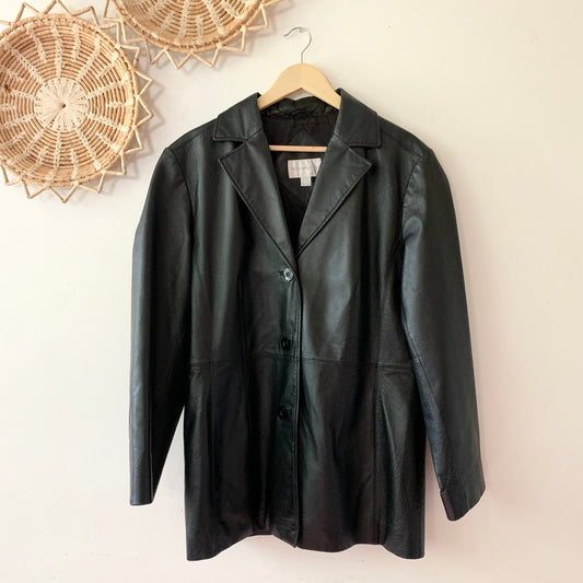 WORTHINGTON Vintage Y2K Black Waist Length Leather Jacket XL