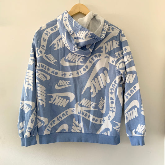 Nike Kids Printed Club Logo Blue White Hoodie Sweatshirt XL