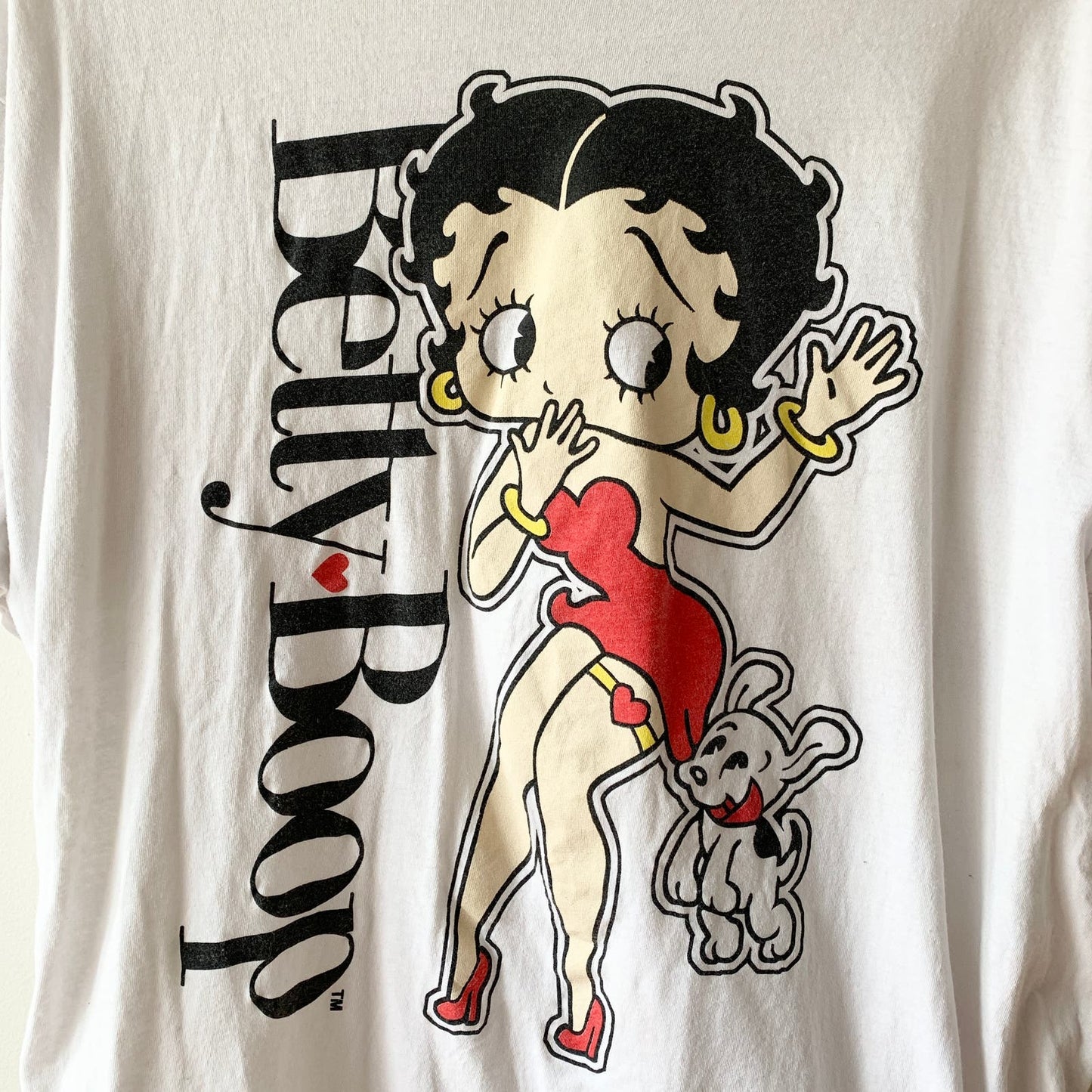 BETTY BOOP White Red Vintage 90s Graphic T-Shirt XL
