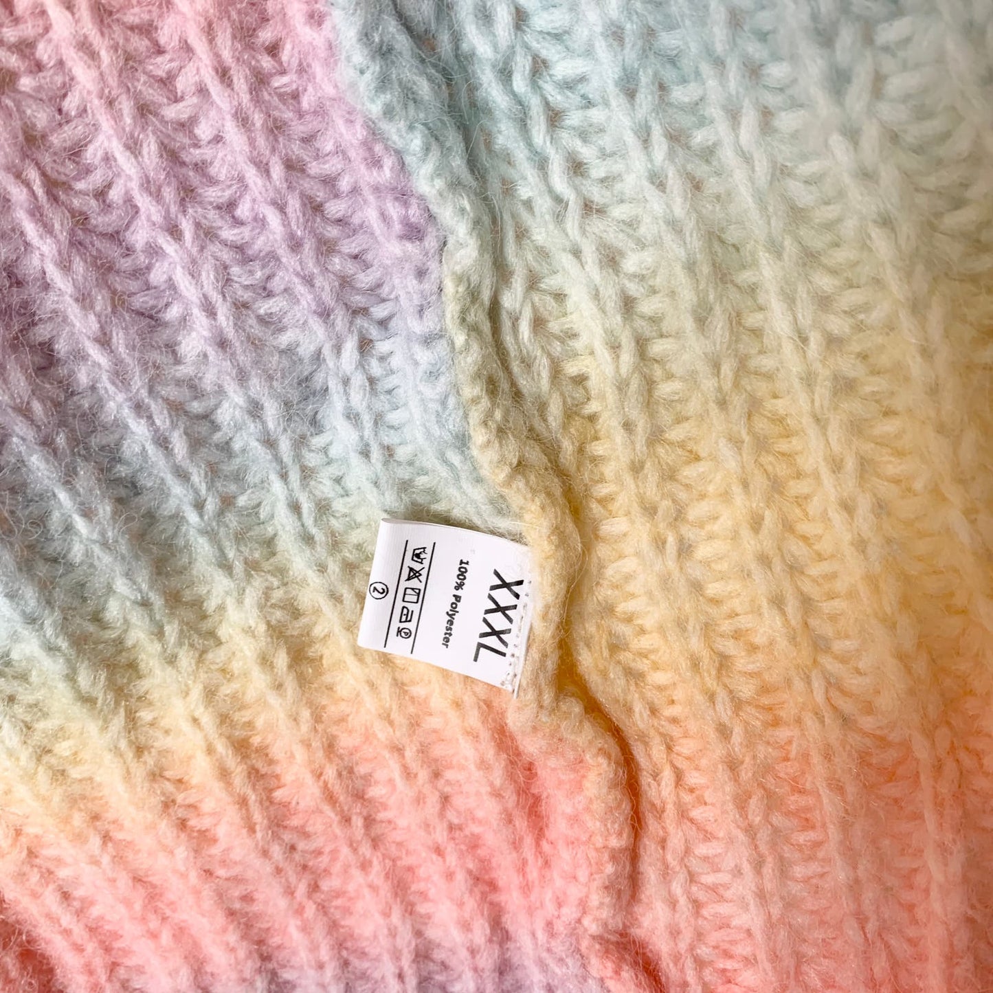 Pastel Rainbow Purple Pink Knit Cardigan Sweater XXXL