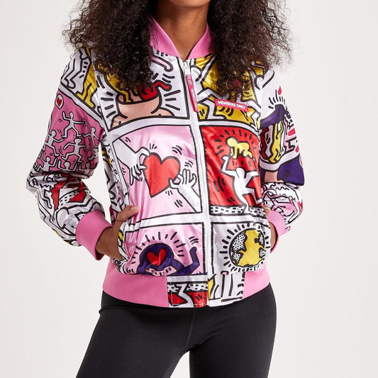 Member's Only Keith Haring Jacket Pink Tokyo Pop Satin Bomber Jacket Large