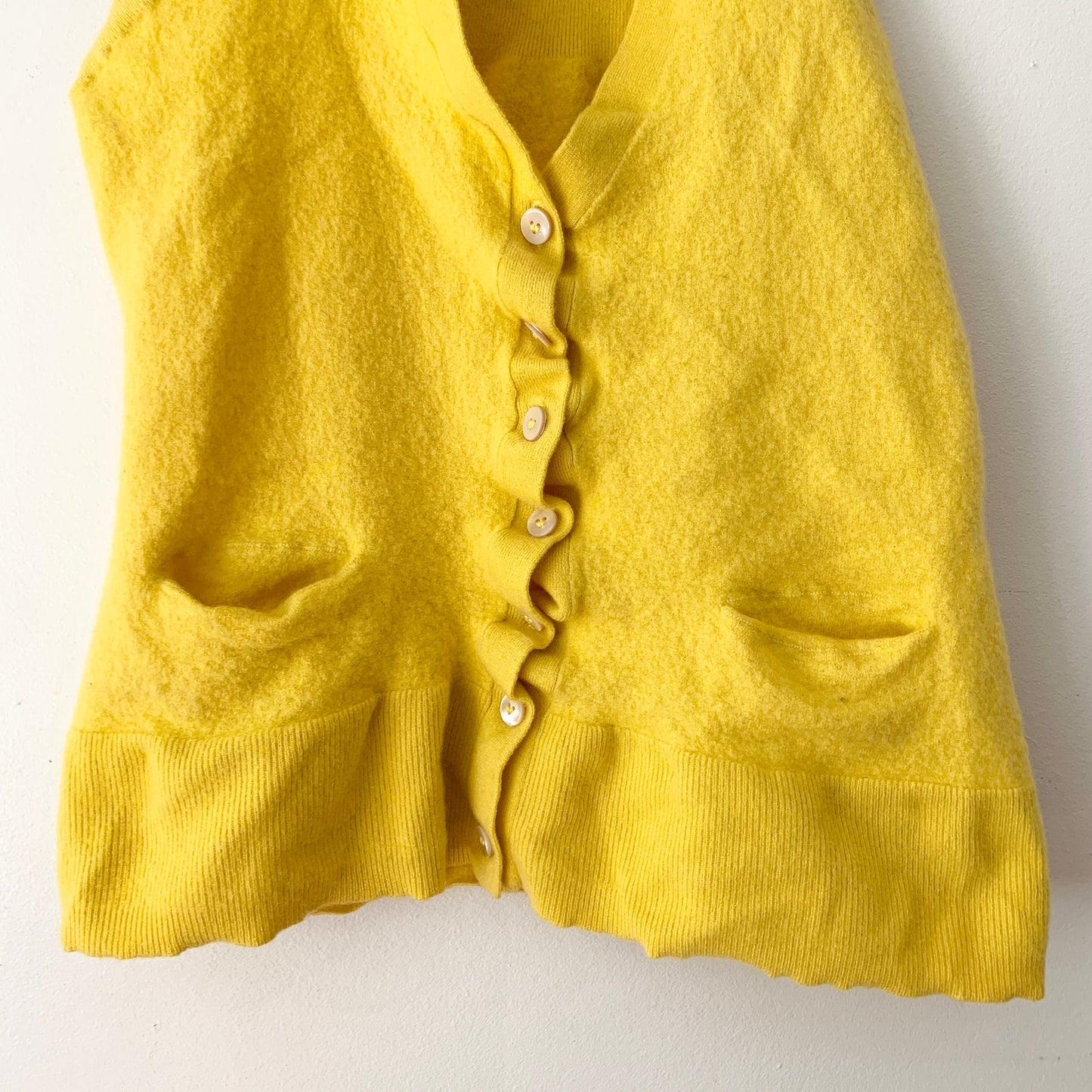 Vince Cashmere Yellow Sweater Button Front Racer Back Cardigan Medium